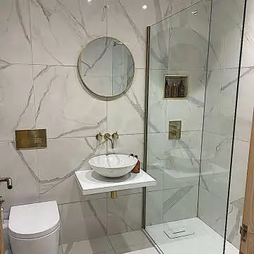 Cappella White Gloss Marble Effect 605x605 Wall and Floor Tiles