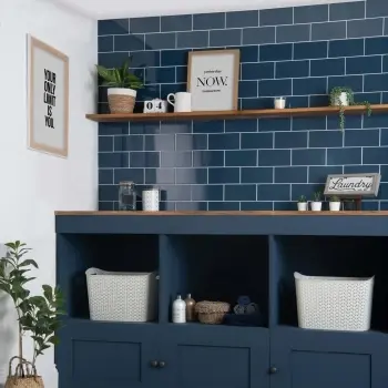 Bond Street Gloss Blue Flat Metro Tiles