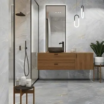 Devoke Light Grey Matt Stone Effect Wall and Floor Tiles 597x597