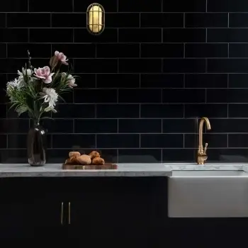 Rhian Gloss Black Brick Tiles