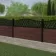 LuxeLine Composite Fence Panel Walnut 3ft High - Geometric Decorative Screen with Aluminium Post