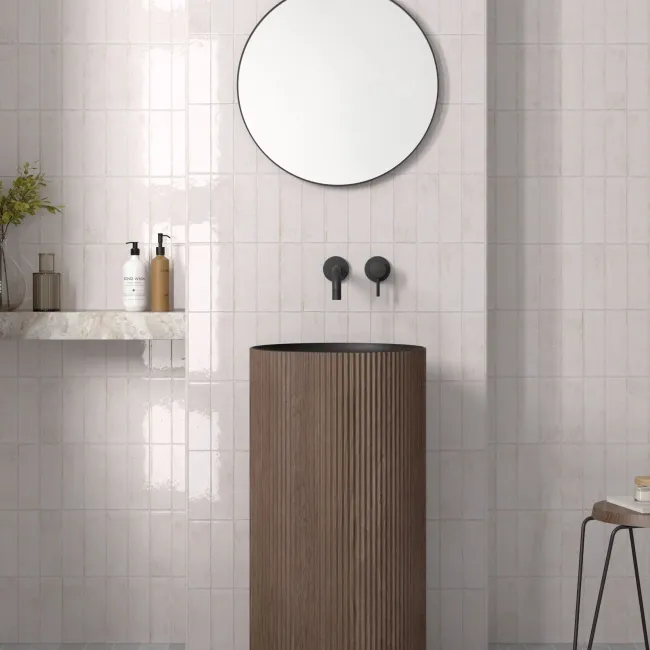 Bohemian Antique White Brick Effect Gloss Porcelain Wall Tile