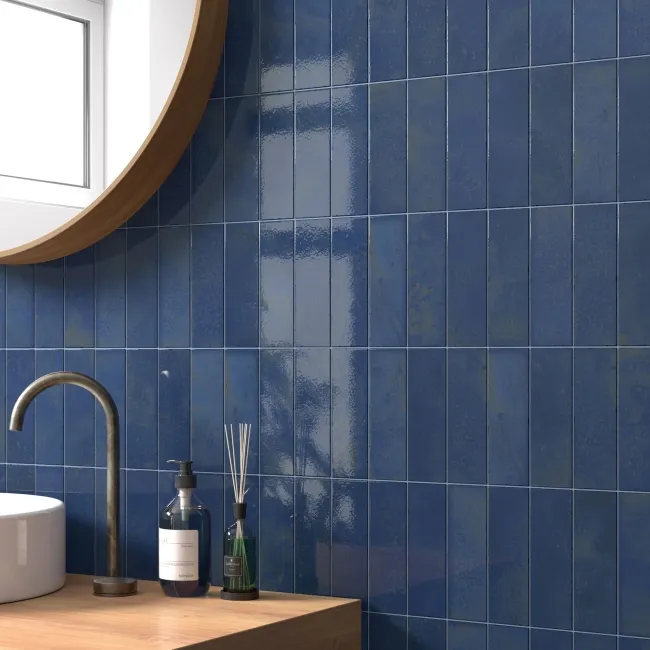 Bohemian Royal Blue Brick Effect Gloss Porcelain Wall Tile