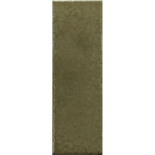 Bohemian Olive Green Brick Effect Gloss Porcelain Wall Tile