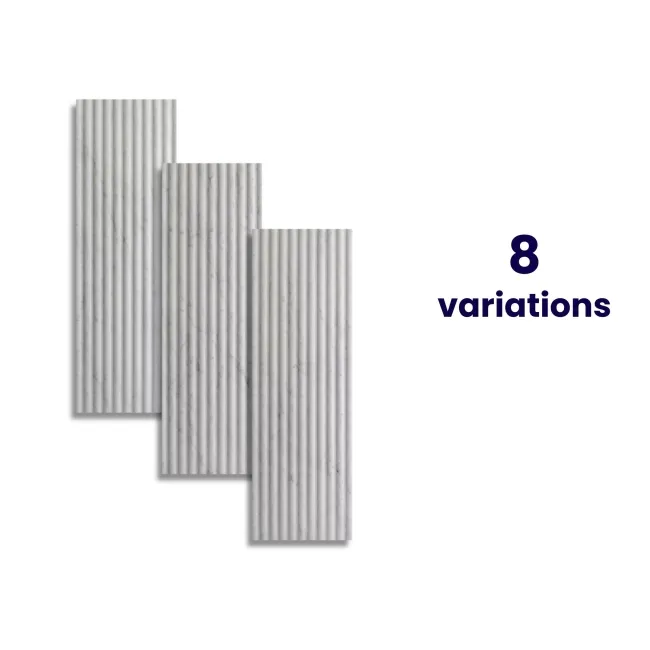 Indulgence White Carrara Marble Effect Reeded Decor Wall Tiles