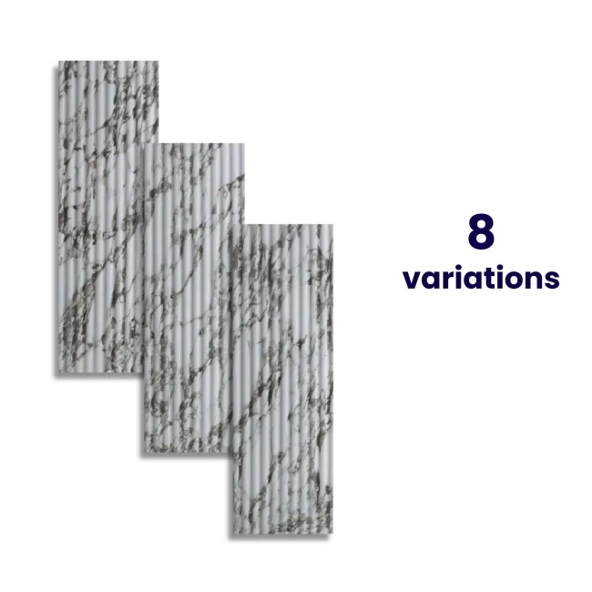 Indulgence White Calacatta Viola Marble Effect Reeded Decor Wall Tiles