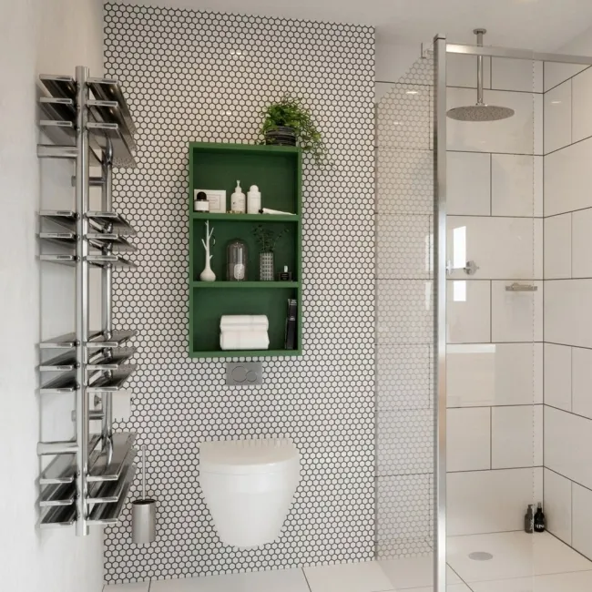 Pixel White 23x23 Hexagon Matt Mosaic Tiles