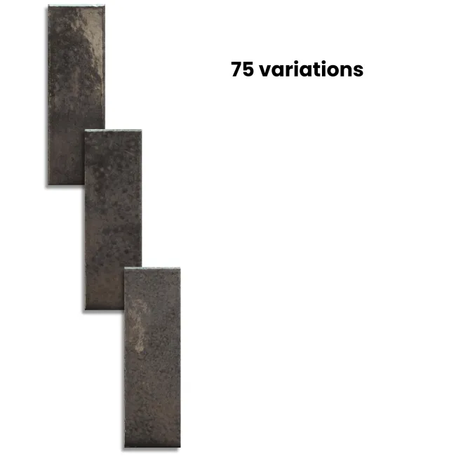 Bohemian Charcoal Black Brick Effect Gloss Porcelain Wall Tile