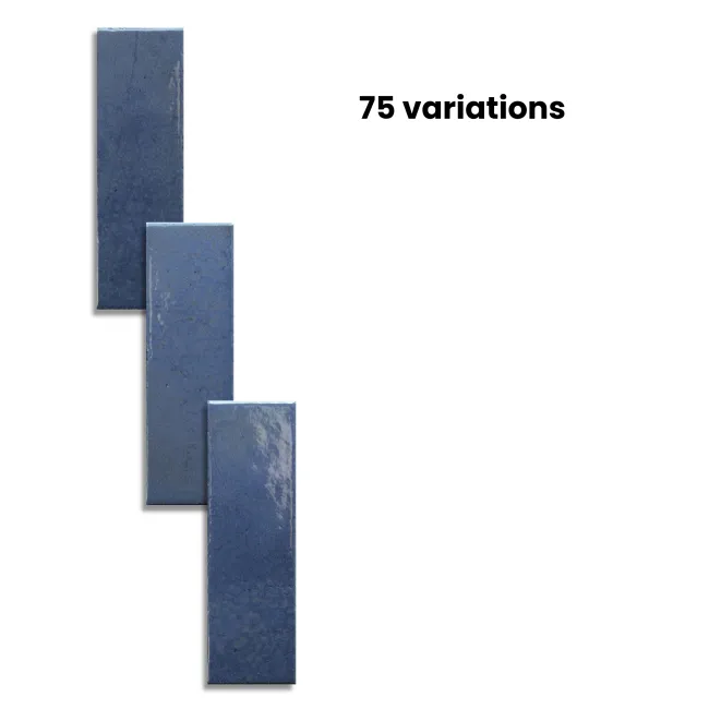 Bohemian Royal Blue Brick Effect Gloss Porcelain Wall Tile