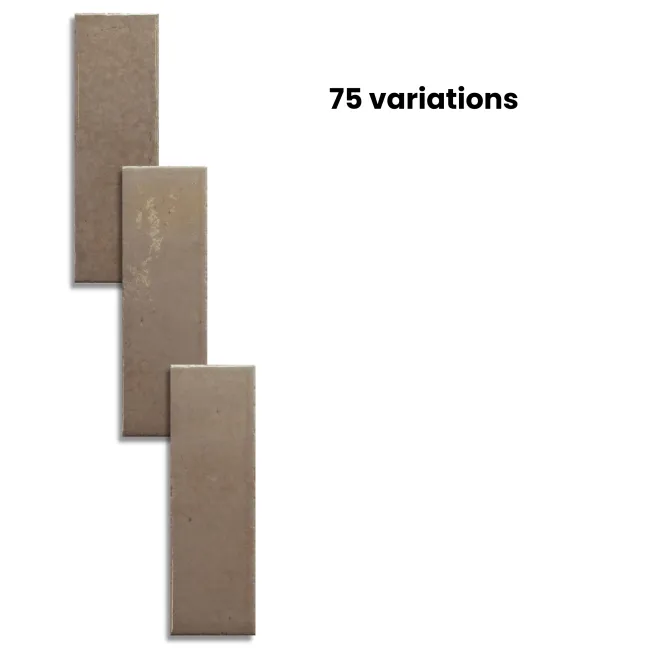 Bohemian Mink Taupe Brick Effect Gloss Porcelain Wall Tile