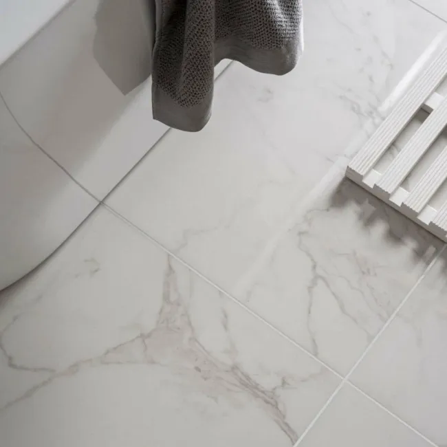 Cappella White Polished Marble Effect 1200x600 Wall and Floor Tiles