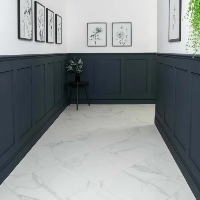Cappella White Matt Marble Effect 605x605 Wall and Floor Tiles