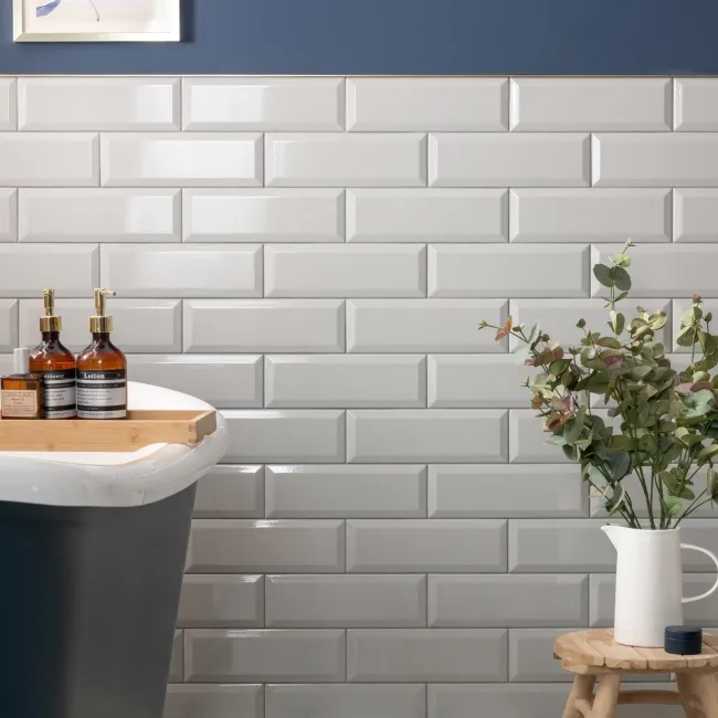Ceramic Gloss Light Grey Metro Tiles