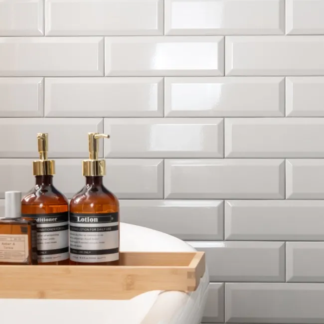 Ceramic Gloss Light Grey Metro Tiles