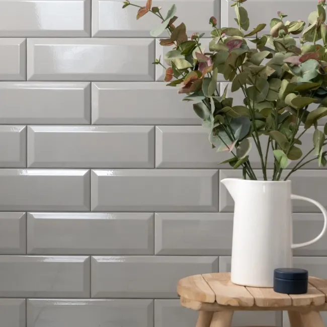 Ceramic Gloss Light Grey Metro Tiles