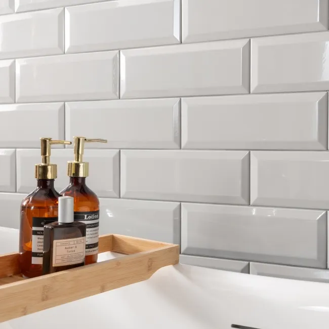 Ceramic Gloss Light Grey Metro Tiles