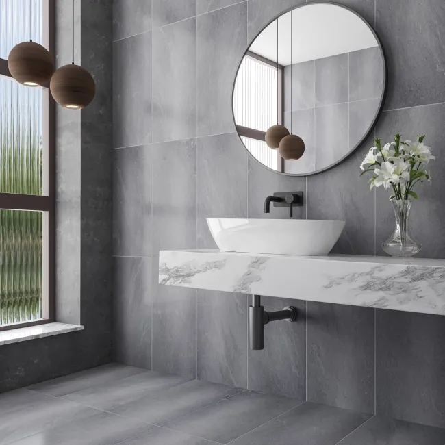 Hadlow Anthracite Matt Slate Effect Wall And Floor Tiles
