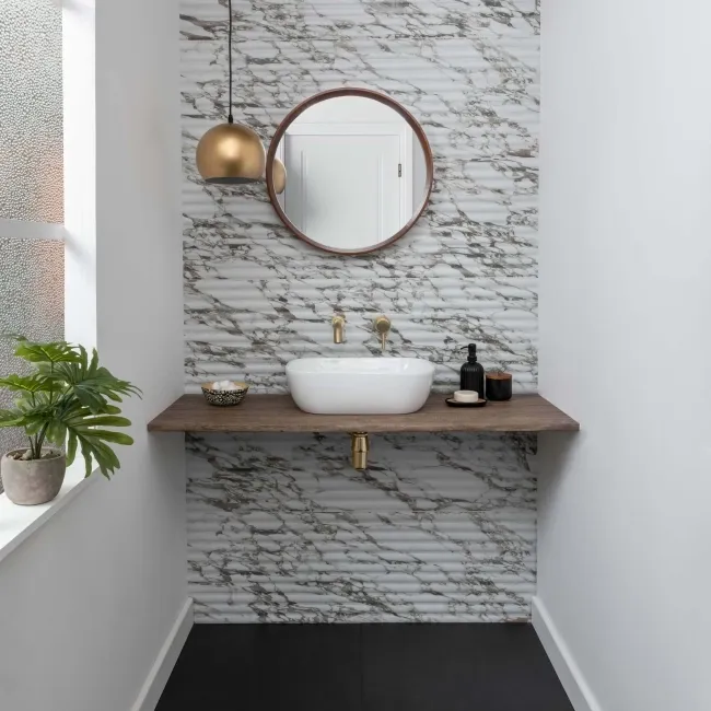 Indulgence White Calacatta Viola Marble Effect Reeded Decor Wall Tiles