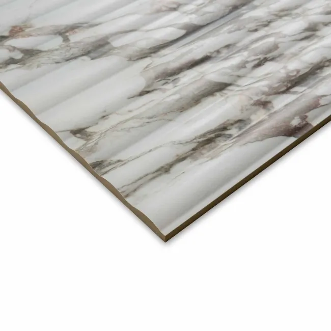 Indulgence White Calacatta Viola Marble Effect Reeded Decor Wall Tiles
