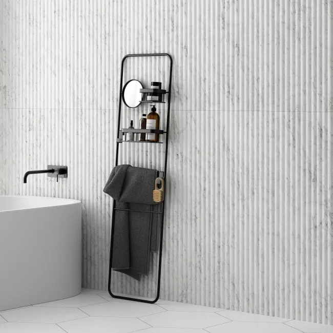 Indulgence White Carrara Marble Effect Reeded Decor Wall Tiles
