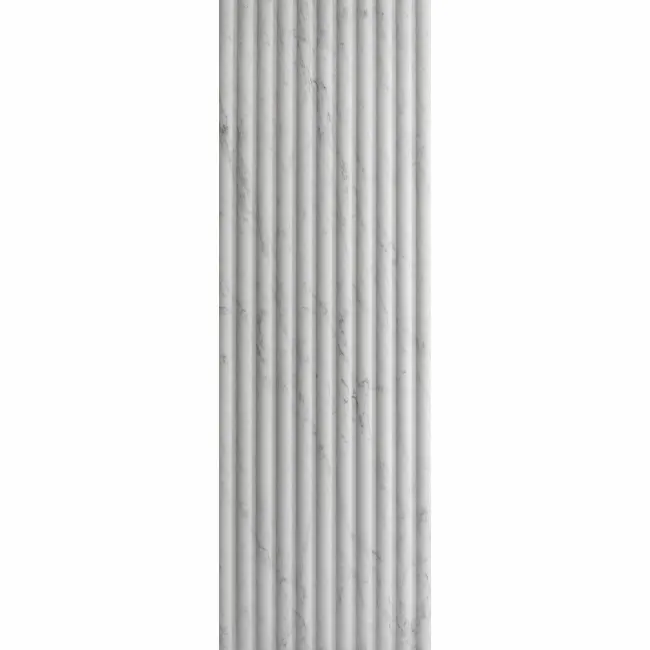 Indulgence White Carrara Marble Effect Reeded Decor Wall Tiles