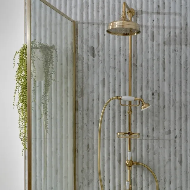 Indulgence Terrazzo Grey Effect Reeded Decor Wall Tiles