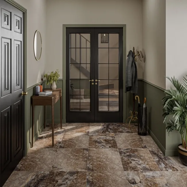 Lockstone Brown and Grey Slate Effect Matt Porcelain Wall And Floor Tiles