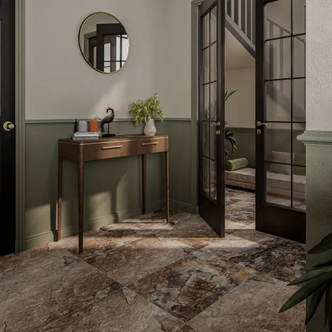 Lockstone Brown and Grey Slate Effect Matt Porcelain Wall And Floor Tiles