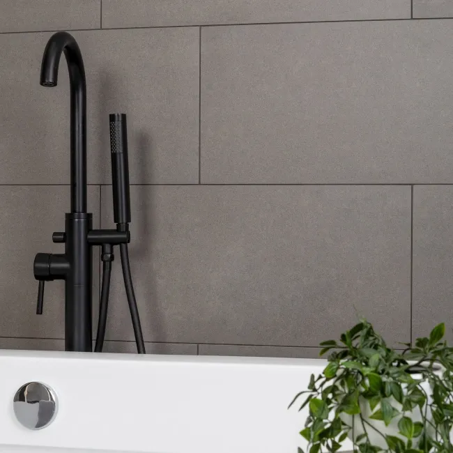 Lounge Matt Dark Grey Stone Effect 300x600 Floor Tiles
