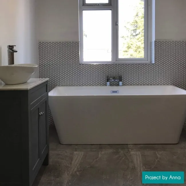 Pixel White 23x23 Hexagon Matt Mosaic Tiles