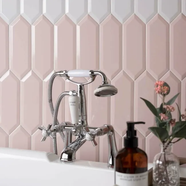Pickett® Gloss Bevelled Petal Pink Hexagonal Metro Tiles