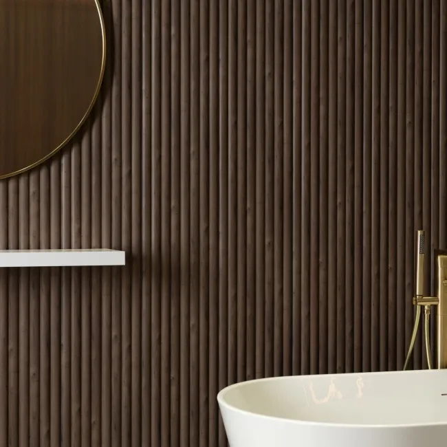 Trepanel Aqua 3D® Waterproof Walnut Brown Wood Effect Reeded Wall Panel 3 Pack (Covers 1.80 SQM)