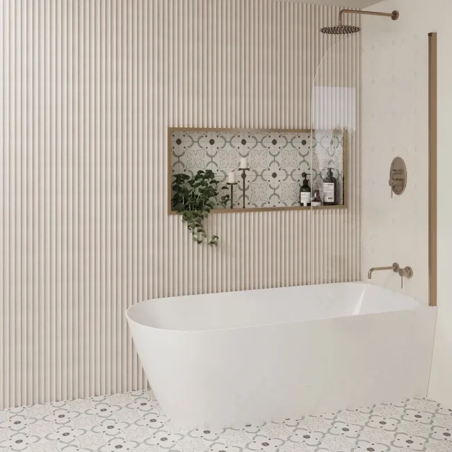 Trepanel Aqua 3D® Waterproof Ivory Stone Effect Fluted Wall Panel 3 Pack (Covers 1.80 SQM)