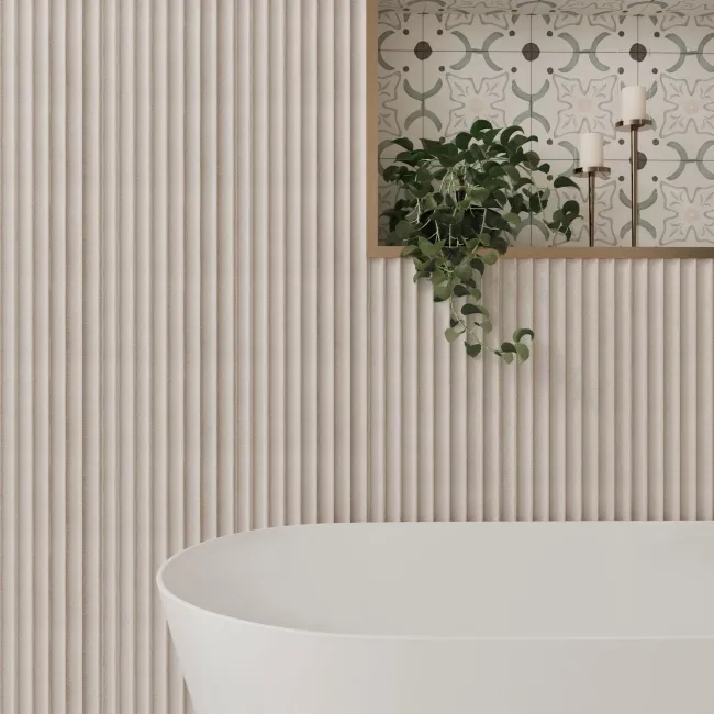 Trepanel Aqua 3D® Waterproof Ivory Stone Effect Fluted Wall Panel 3 Pack (Covers 1.80 SQM)