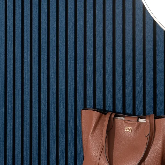 Trepanel® Texture Denim Blue Herringbone Acoustic Wood & Felt Slat Panels