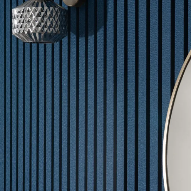 Trepanel® Texture Denim Blue Herringbone Acoustic Wood & Felt Slat Panels