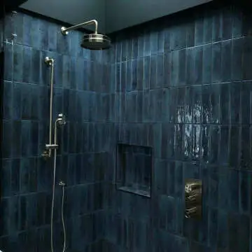 Hope Blue Gloss Brick Effect Wall Tiles