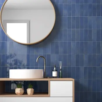 Bohemian Royal Blue Brick Effect Gloss Porcelain Wall Tile