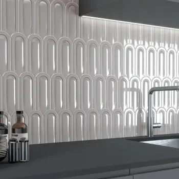 Gala Pearl Grey Scallop Art Deco Gloss Ceramic Wall Tile