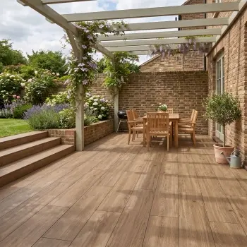 Naku Dark Oak Wood Effect Matt Porcelain Outdoor Slab Tile