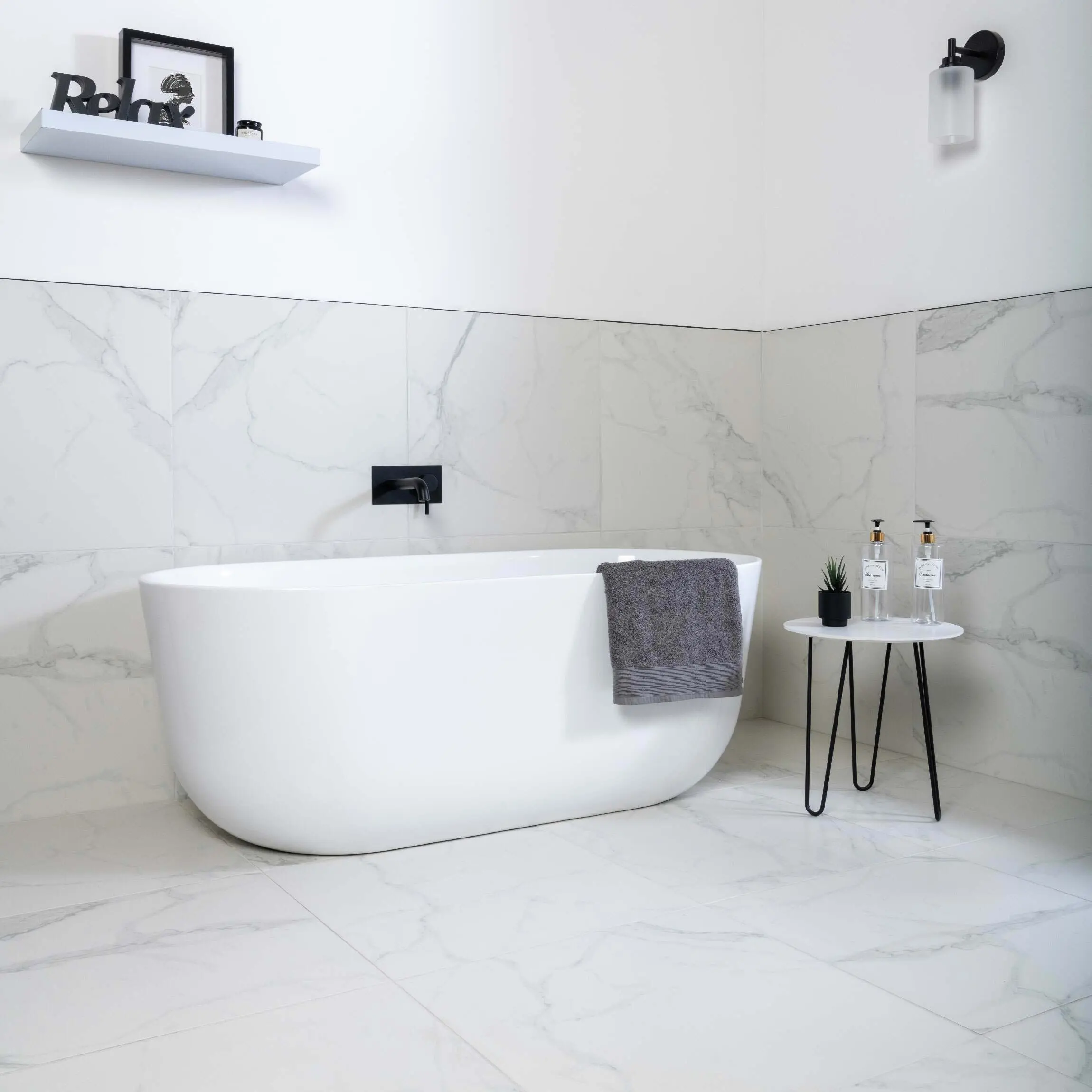 Cappella White Matt Marble Effect 605x605 Wall and Floor Tiles