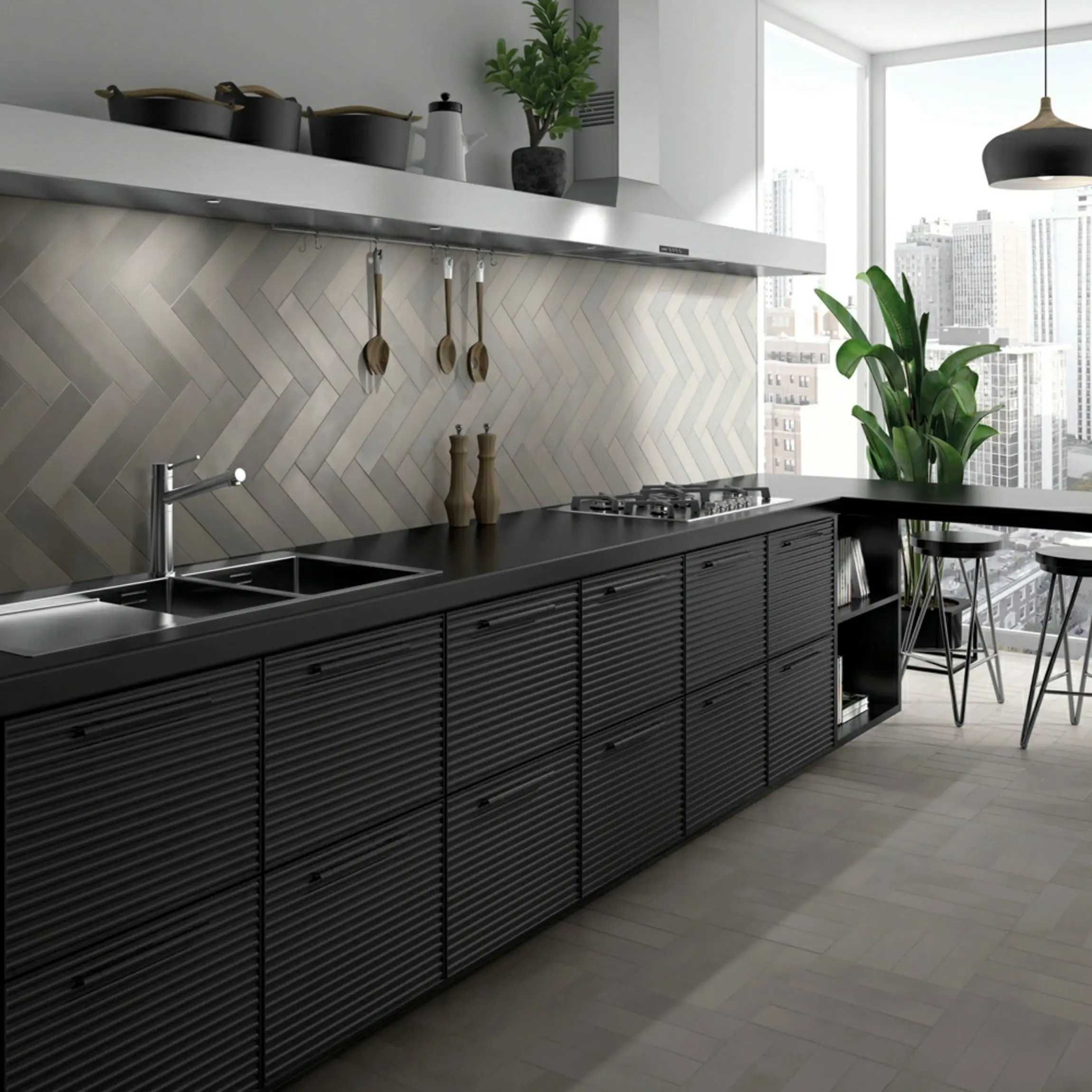 Chatham Dark Grey Matt Brick Wall and Floor Tiles