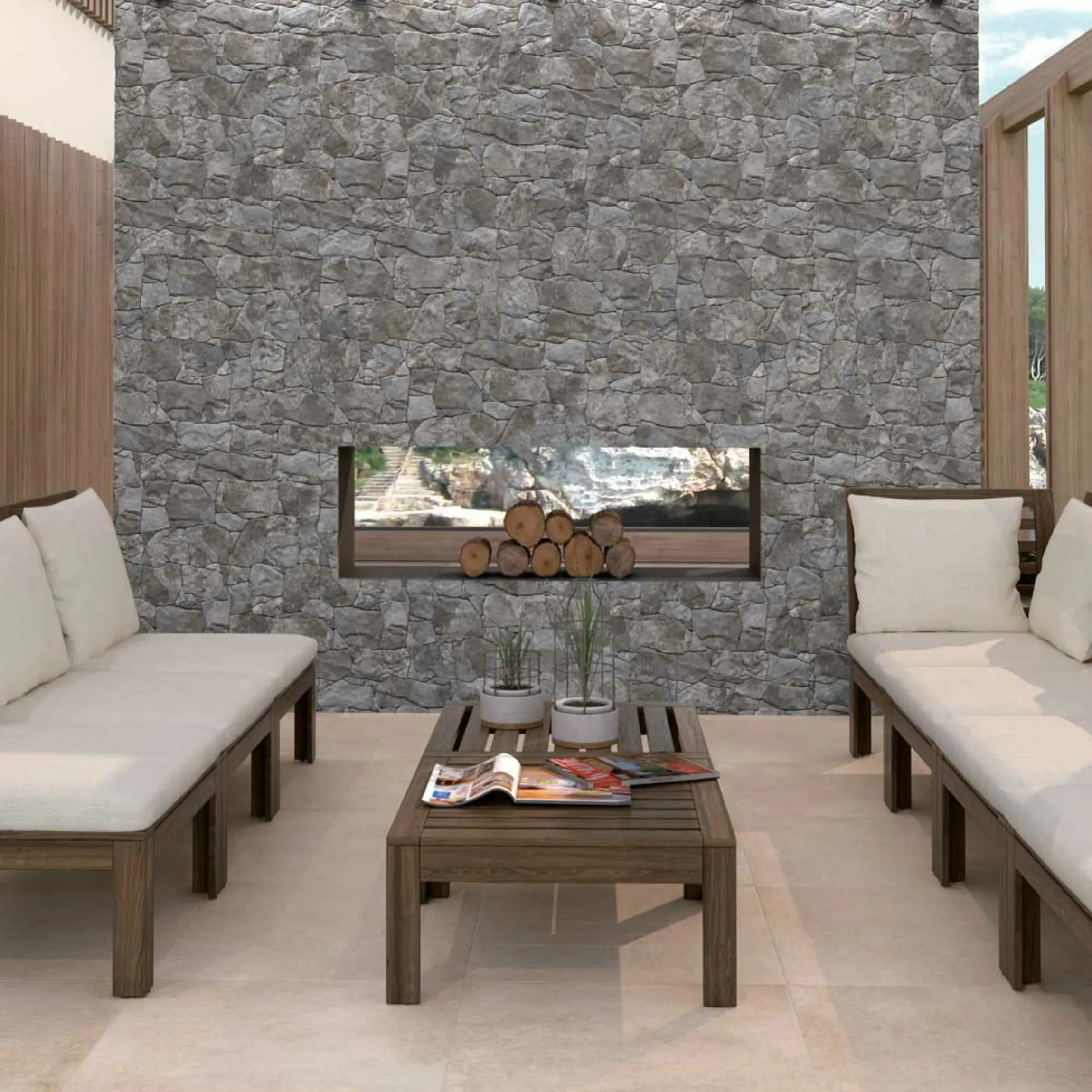 Stacked Slate Stone Effect Tiles