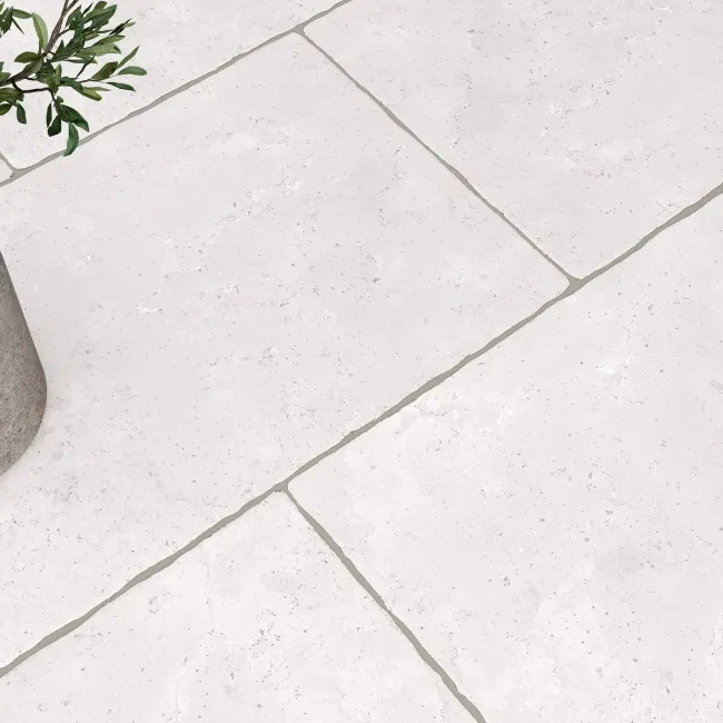 Irta White Stone Effect Matt Porcelain Outdoor Slab Tile