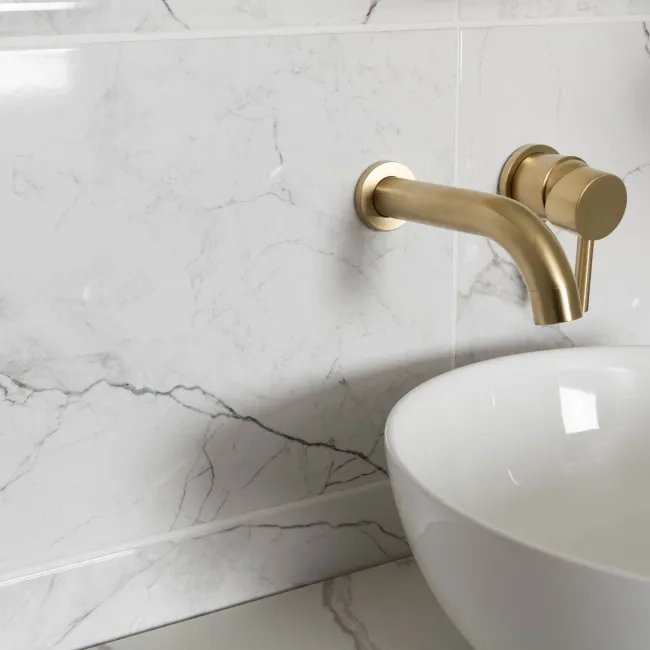 Clovelly White Carrara Marble Effect Gloss Wall Tiles