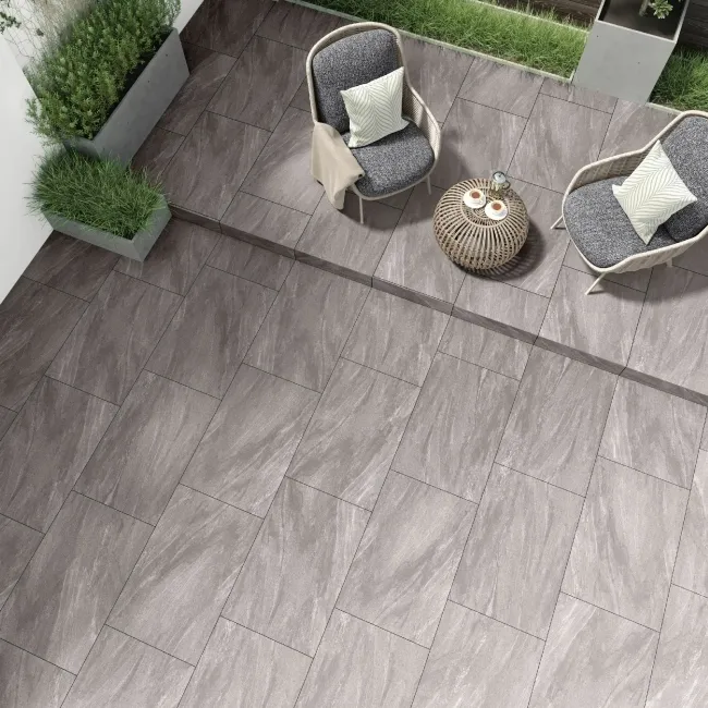 Country Silver Grey Stone Effect 20mm Porcelain Paving Slabs 900x600