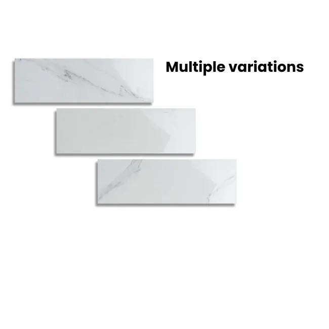 Vena Biana White Flat Gloss Marble Effect Metro 30x10 Wall Tiles