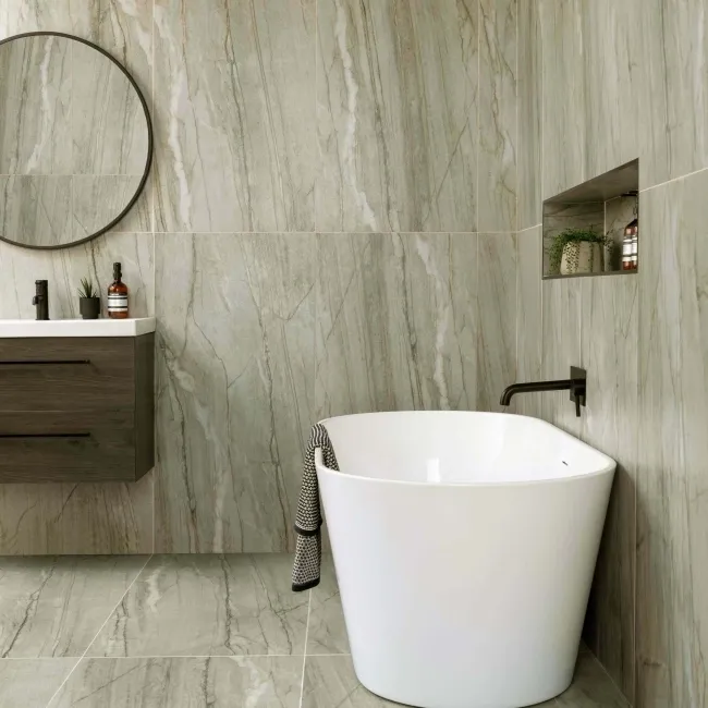Falls Green Semi Polished Marble Effect Large Wall and Floor Tiles