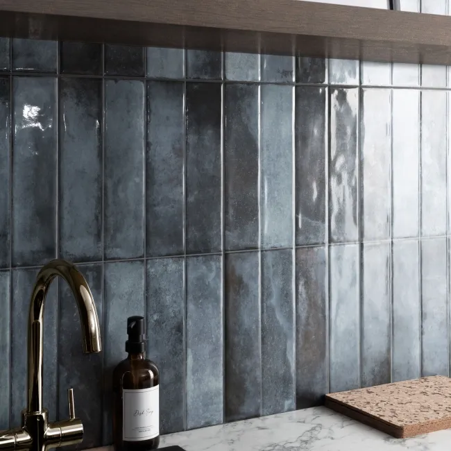 Lazio Blue Gloss Brick Effect Wall Tiles