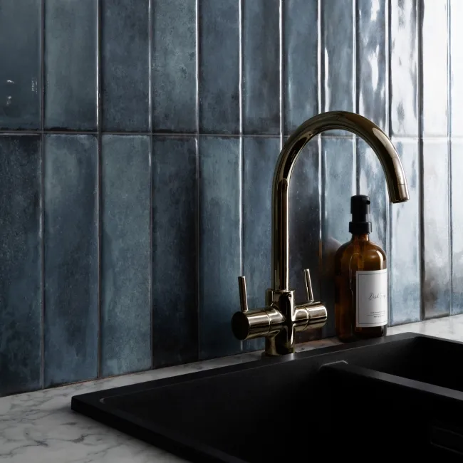 Lazio Blue Gloss Brick Effect Wall Tiles